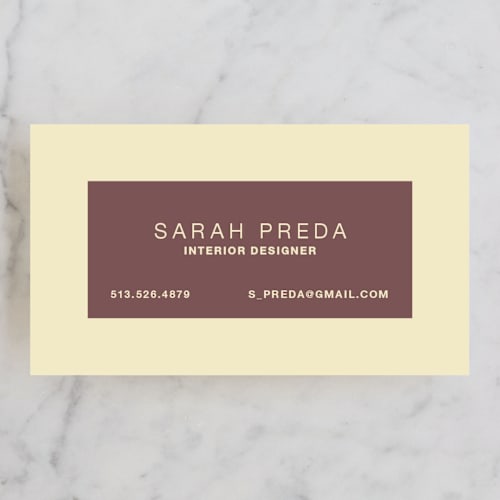 This is a taupe business cards by Carrie ONeal called bold border printing on signature in standard