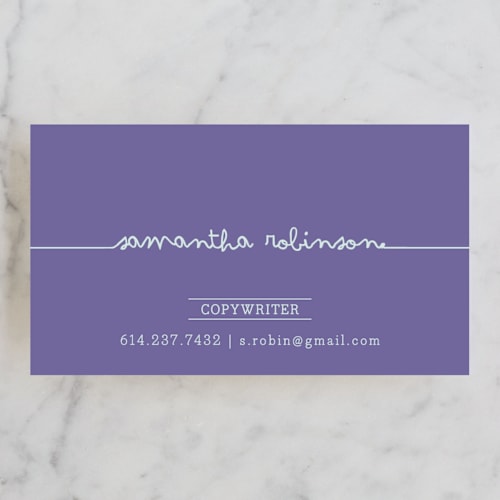 This is a sky business cards by Carrie ONeal called drop me a line printing on signature in standard