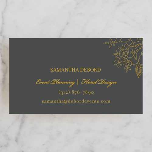 This is a sunflower business cards by Kimberly FitzSimons called elegant floral printing on signature in standard