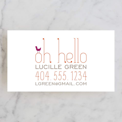 This is a pumpkin business cards by Avie Designs called oh hello birds printing on signature in standard