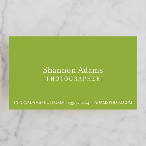 This is a grass business cards by Kristin Royer called viewfinder printing on signature in standard