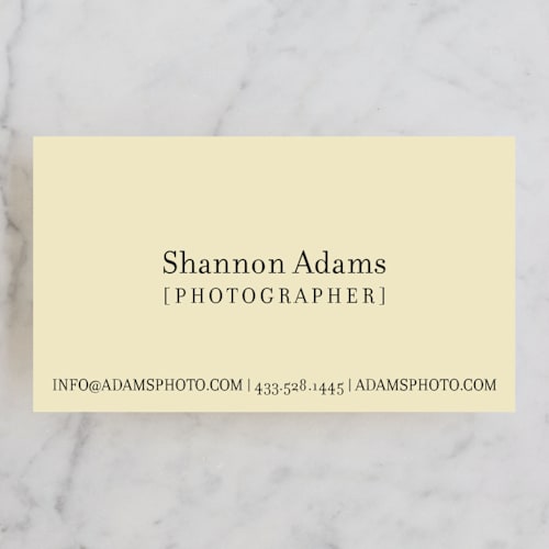 This is a almond business cards by Kristin Royer called viewfinder printing on signature in standard