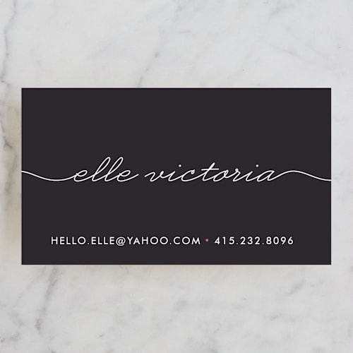 This is a granite business cards by Robert True of Waui Design called beautifully penned printing on signature in standard
