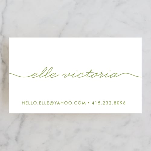 This is a mint business cards by Robert True of Waui Design called beautifully penned printing on signature in standard
