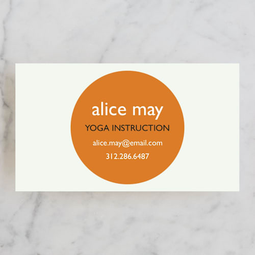 This is a pumpkin business cards by leslie hamer called breathe printing on signature in standard