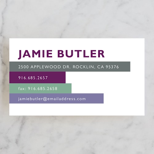 This is a grape business cards by Jill Means called disney mickey bright stripes printing on signature in standard
