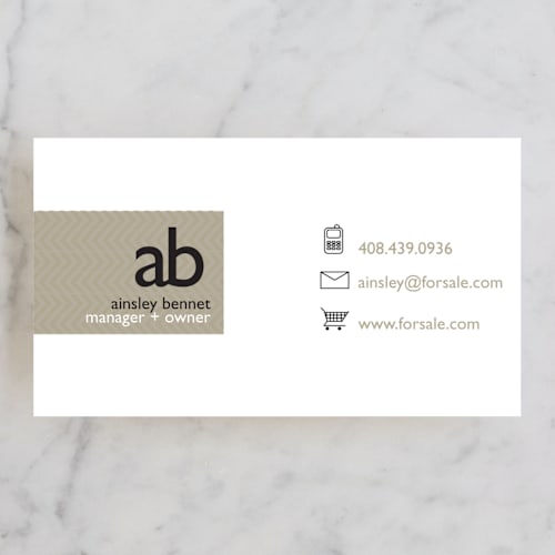 This is a mocha business cards by R studio called monogram logo printing on signature in standard