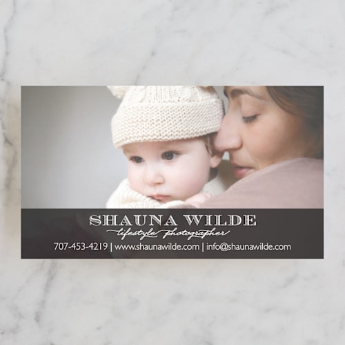 This is a asphalt business cards by Ashley Sullivan called shauna stripe printing on signature in standard