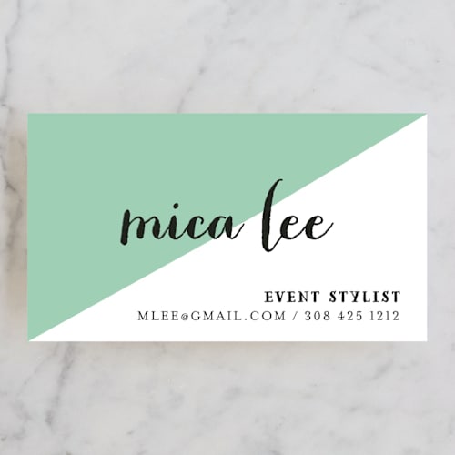 This is a mint business cards by Susan Brown called half printing on signature in standard