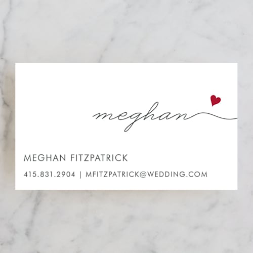 This is a ruby business cards by Kim Dietrich Elam called love connection printing on signature in standard
