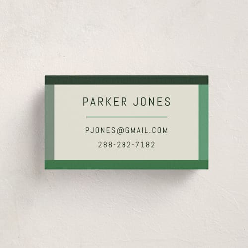 This is a grass business cards by Kelly Watkins called wide frame printing on signature in standard