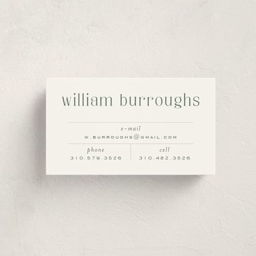 This is a emerald business cards by Alexandra Cohn called record printing on signature in standard