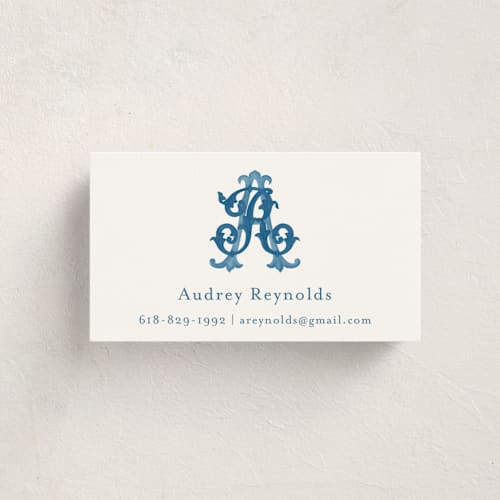 This is a bluebell business cards by Jenna Holcomb called new orleans crest (add-on) printing on signature in standard
