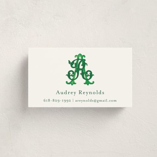 This is a evergreen business cards by Jenna Holcomb called new orleans crest (add-on) printing on signature in standard