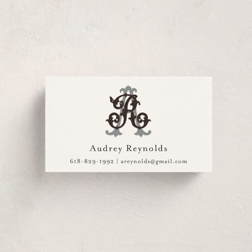 This is a ebony business cards by Jenna Holcomb called new orleans crest (add-on) printing on signature in standard