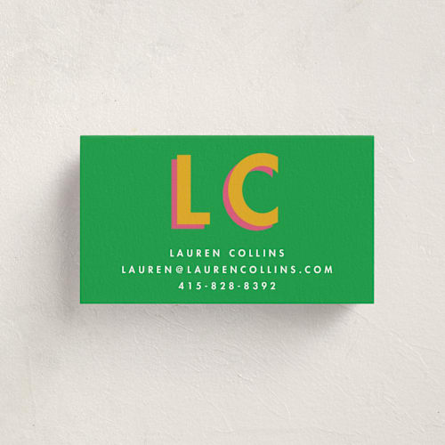 This is a lawn business cards by mo kelley called bold initials printing on signature in standard