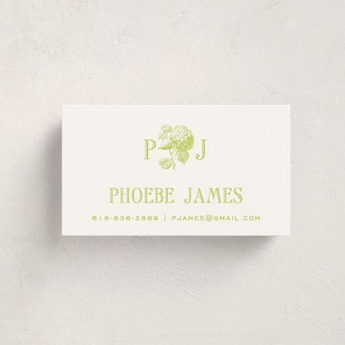This is a lime business cards by Megan Davis called chesapeake printing on signature in standard