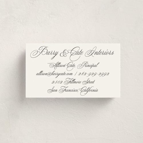 This is a soft black business cards by Benita Crandall called palazzo printing on signature in standard