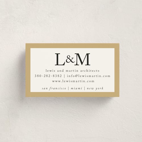 This is a camel business cards by mo kelley called classic initials printing on signature in standard