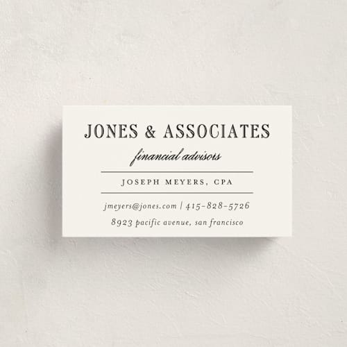 This is a tuxedo business cards by Megan Davis called hepburn printing on signature in standard