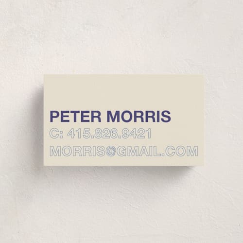 This is a cream business cards by Cleghorn Creative called be there or be square printing on signature in standard