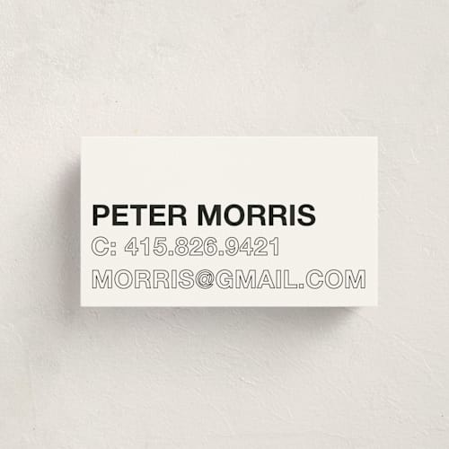 This is a noir business cards by Cleghorn Creative called be there or be square printing on signature in standard