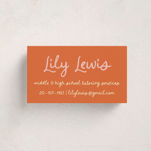 This is a blush business cards by Stephanie Heinrich Godbout called cin cin printing on signature in standard