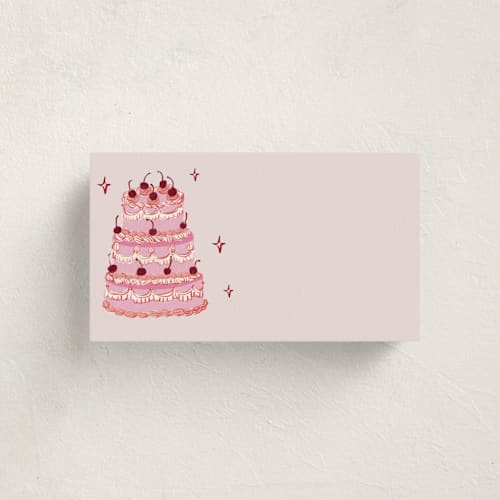 This is a blush small cards with standard by Cass Loh called vintage wedding cake printing on signature in 4.25x5.5