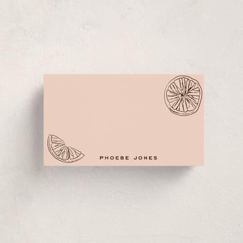 This is a peach small cards with standard by Megan Davis called garnish printing on signature in 4.25x5.5