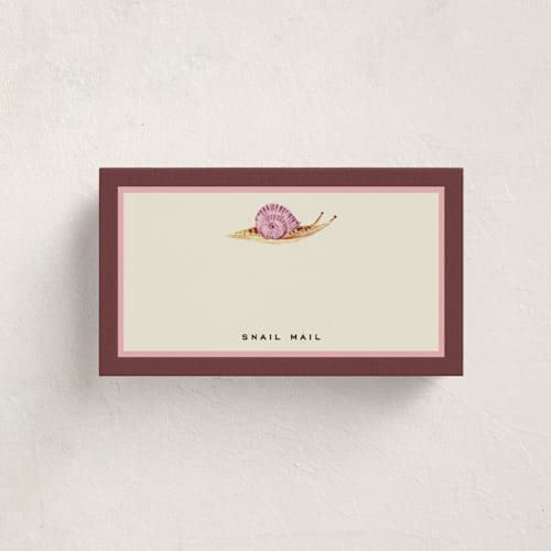 This is a raspberry small cards with standard by Pati Cascino called snail mail printing on signature in 4.25x5.5