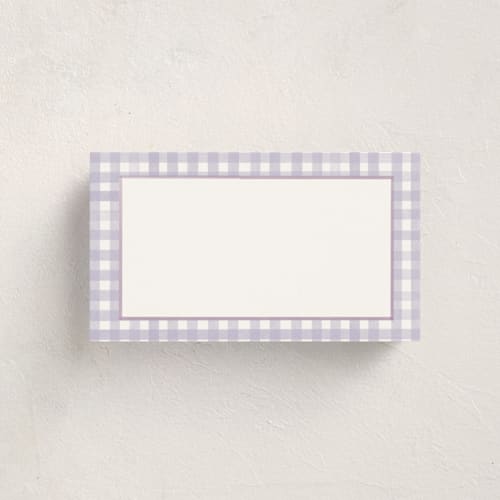 This is a berry small cards with standard by Creo Study called classic gingham printing on signature in 4.25x5.5