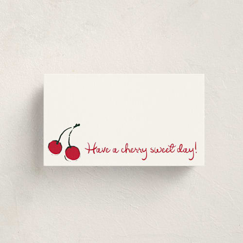 This is a tomato mini note cards with standard by Kelly Watkins called cherries printing on signature in 4.25x5.5
