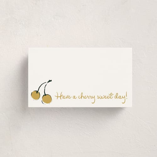 This is a marigold small cards with standard by Kelly Watkins called cherries printing on signature in 4.25x5.5