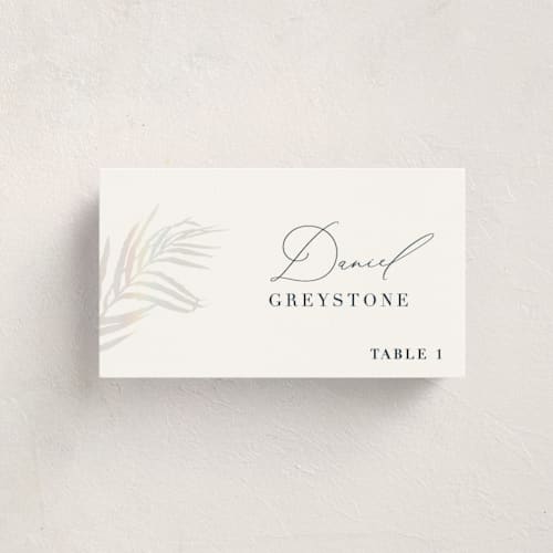 This is a pearl wedding place cards with gloss press by Robin Ott called pristine printing on signature in placecard