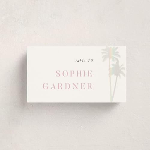 This is a ombre wedding place cards with foil pressed by lulu and isabelle called sunset by the sea printing on signature in placecard
