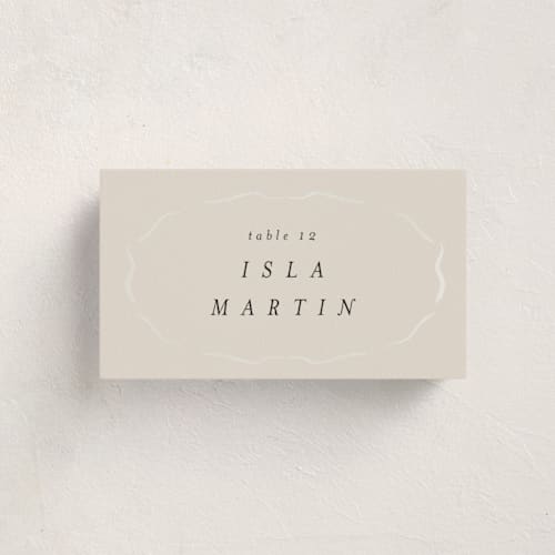 This is a pearl wedding place cards with gloss press by Ani Somi called kumamoto printing on signature in placecard