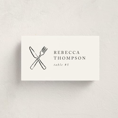 This is a pearl party place cards with standard by mo kelley called shrimp cocktail printing on signature in placecard
