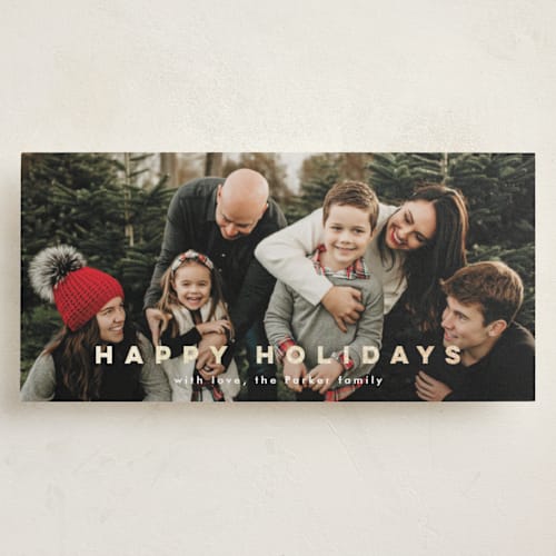 This is a snow foil pressed holiday cards with foil pressed by Louise Kay called happy together printing on recycled smooth signature in standard