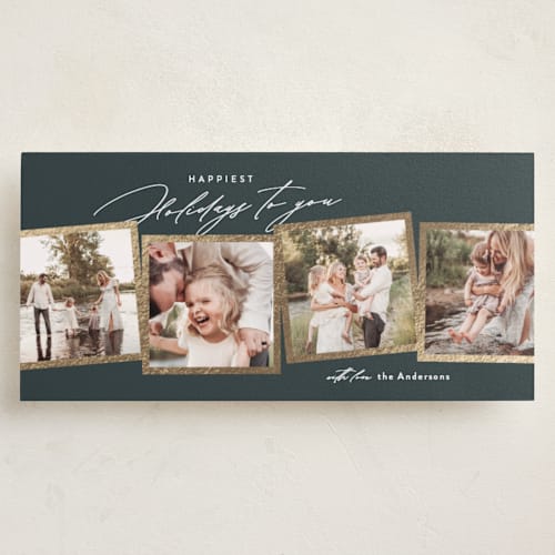This is a lagoon foil pressed holiday cards with foil pressed by Jennifer Postorino called memorable moments printing on recycled smooth signature in tall
