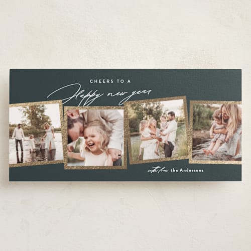 This is a lagoon foil pressed holiday cards with foil pressed by Jennifer Postorino called memorable moments printing on recycled smooth signature in tall