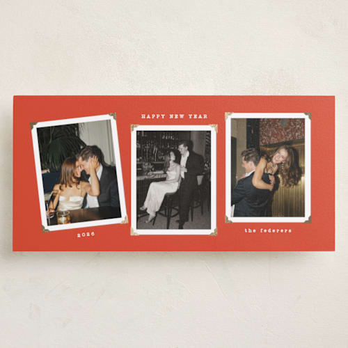 This is a spice foil pressed holiday cards with foil pressed by Tamara Hilje called vintage album printing on recycled smooth signature in tall