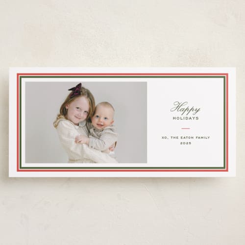 This is a stocking holiday photo cards with standard by Megan Davis called maine printing on recycled smooth signature in tall