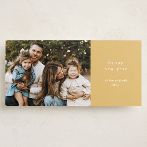 This is a butter holiday photo cards with standard by Robert and Stella called beckett printing on recycled smooth signature in tall