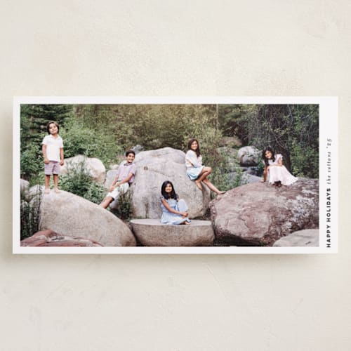 This is a snow holiday photo cards with standard by Pink House Press called double wide printing on recycled smooth signature in tall