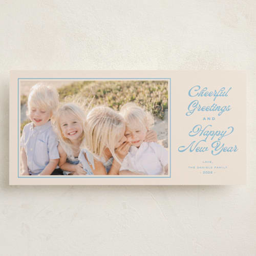 This is a sky holiday photo cards with standard by Carolyn MacLaren called paradise printing on recycled smooth signature in tall