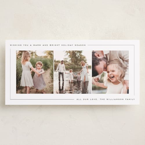 This is a pinecone holiday photo cards with standard by Ekko Studio called minimal frame printing on recycled smooth signature in tall