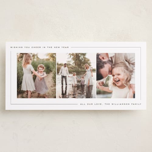 This is a pinecone holiday photo cards with standard by Ekko Studio called minimal frame printing on recycled smooth signature in tall