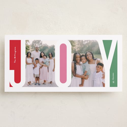 This is a ruby holiday photo cards with standard by Lauren Chism called inner joy printing on recycled smooth signature in tall