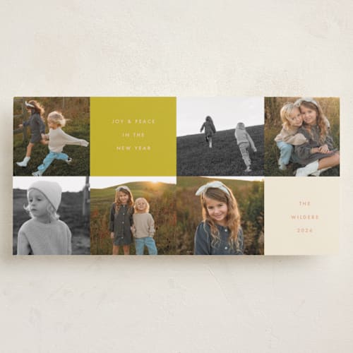 This is a bell holiday photo cards with standard by Morgan Kendall called squared printing on recycled smooth signature in tall