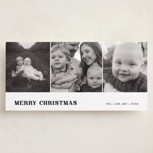 This is a paper holiday photo cards with standard by Ani Somi called retro three photo printing on recycled smooth signature in tall